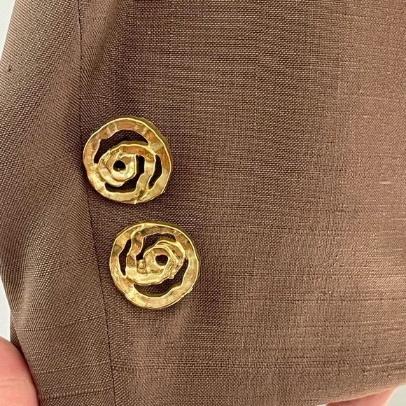 Vintage Aquascutum London Gold and Brown Blazer with Gold Button Detail EUC - Picture 2 of 9